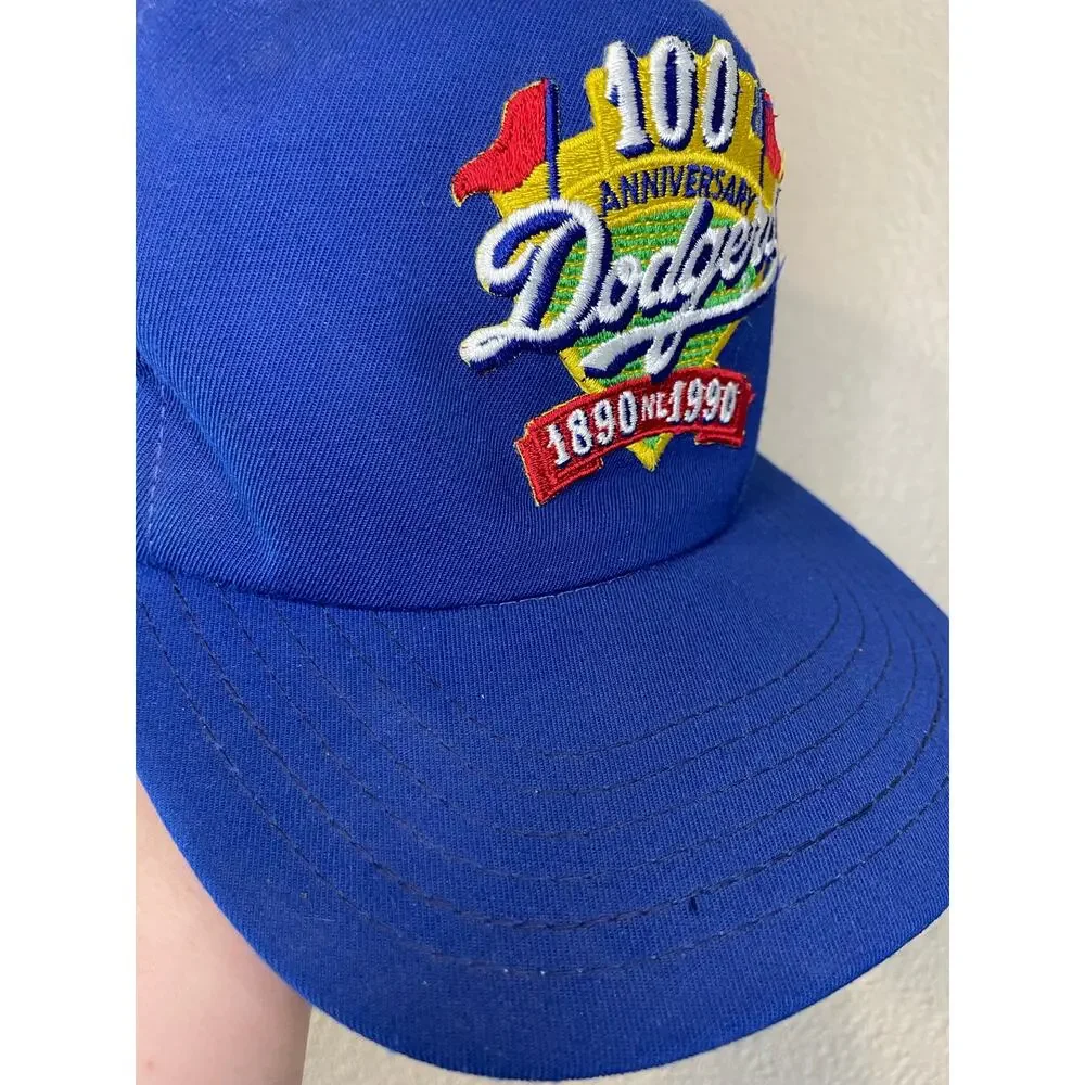 VTG New Era 100 Anniversary Dodger’s Blue Snap Back Trucker Baseball Hat Med-Lg - Picture 8 of 12